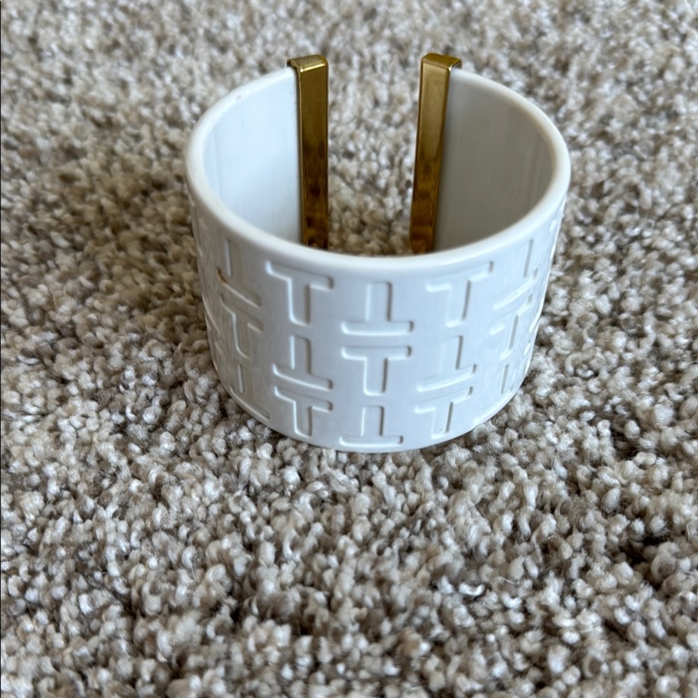 Tory Burch Elegant White and Gold Bracelet